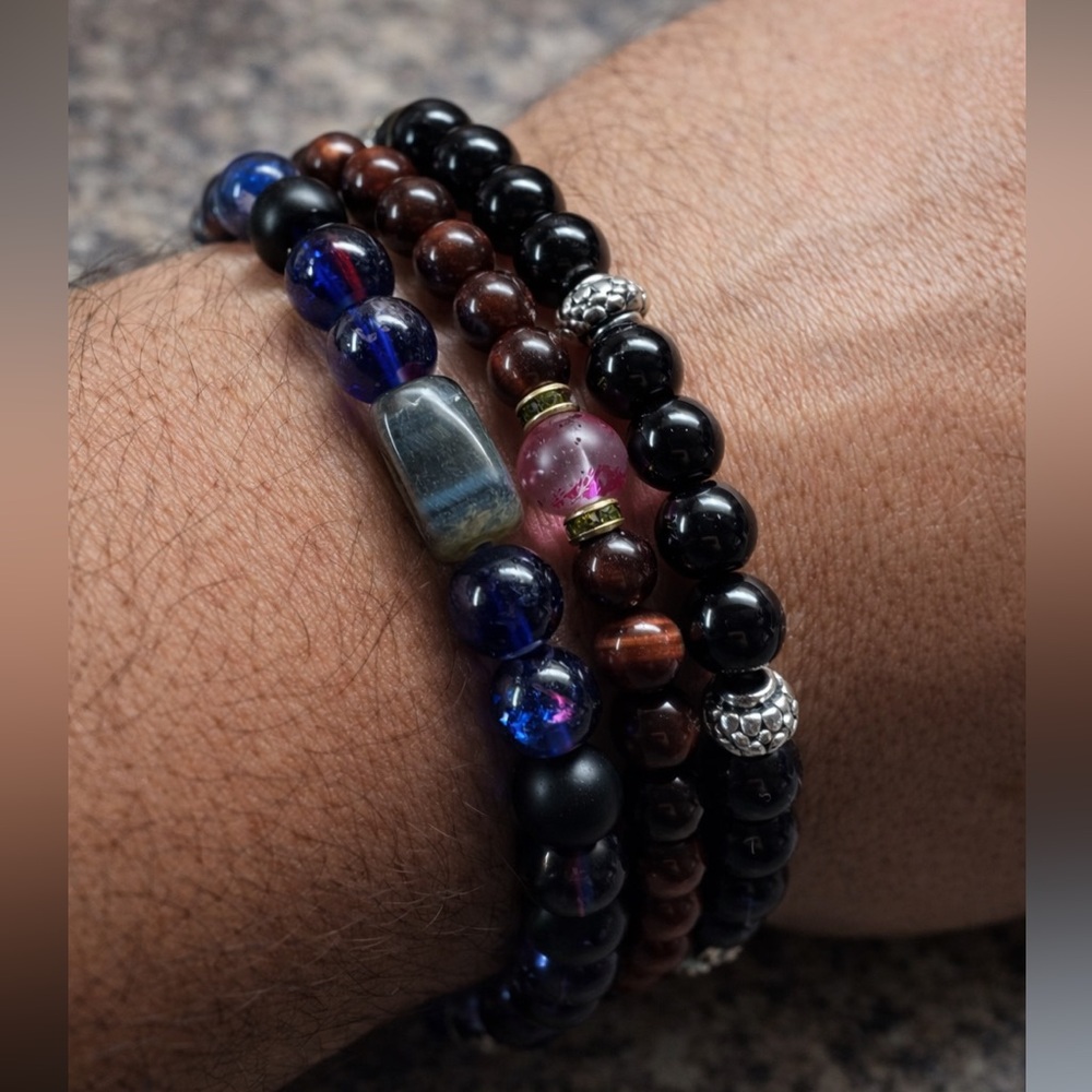 Set of Three Men Beaded Bracelets